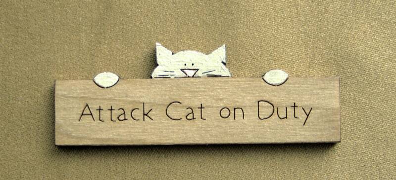 dollhouse attack cat on duty sign